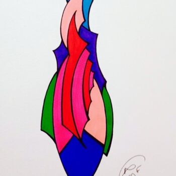 Dibujo titulada "Plume 3" por Moreau Franck Didier, Obra de arte original, Pluma de gel
