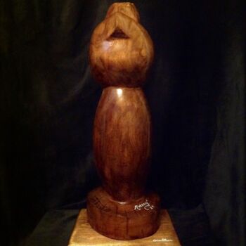 Sculptuur getiteld "Oisillon" door Moreau Franck Didier, Origineel Kunstwerk, Hout