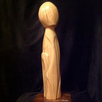 Sculpture titled "Pudique" by Moreau Franck Didier, Original Artwork, Wood