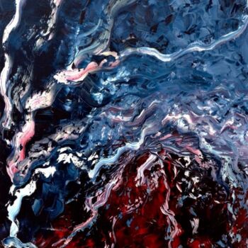Painting titled "Volcanisme Sous Mar…" by Moreau Franck Didier, Original Artwork, Oil