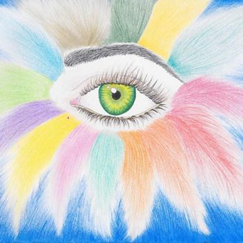 Dessin intitulée "Eye" par Mary Khier, Œuvre d'art originale, Crayon
