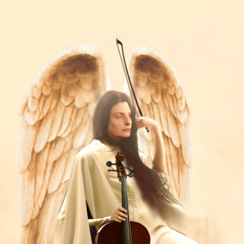 Digital Arts titled "Angel at Violin Pra…" by Moreno Franco, Original Artwork, Gouache