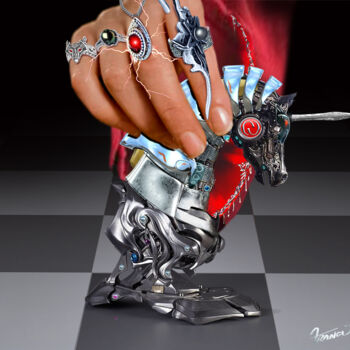 Arte digital titulada "The Red Queen's Kni…" por Moreno Franco, Obra de arte original, Trabajo Digital 2D