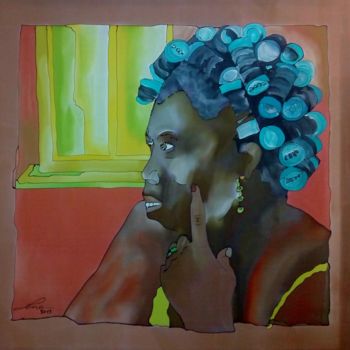 Painting titled "Ghanese" by Jean & Lene, Original Artwork, Other Mounted on Wood Panel
