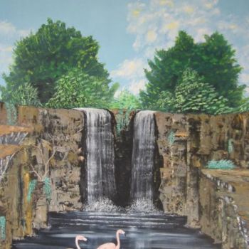 Pintura intitulada "Queda de àgua" por Morgado, Obras de arte originais, Óleo