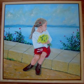 Painting titled "La petite fille" by Morgado, Original Artwork, Oil