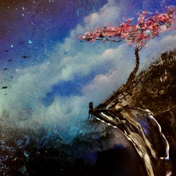 Pintura intitulada "méditation solitude" por Morgan Bouton, Obras de arte originais, Tinta spray Montado em Cartão