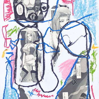 Drawing titled "015 art brut couple" by Morgan Merrheim, Original Artwork, Pastel