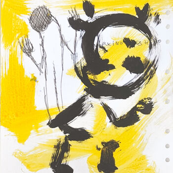 Malarstwo zatytułowany „01254 jaune noir bo…” autorstwa Morgan Merrheim, Oryginalna praca, Atrament
