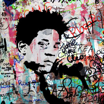 「Jean Michel Basquiat」というタイトルのデジタルアーツ Morgan Paslierによって, オリジナルのアートワーク, 写真モンタージュ