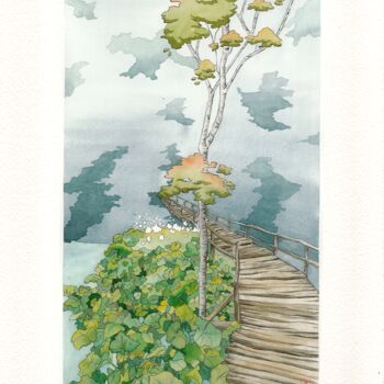 Painting titled "Plitvice" by Morgane L'Eveque, Original Artwork, Watercolor
