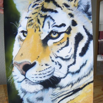 Rysunek zatytułowany „tigre” autorstwa M. Olivier, Oryginalna praca, Pastel