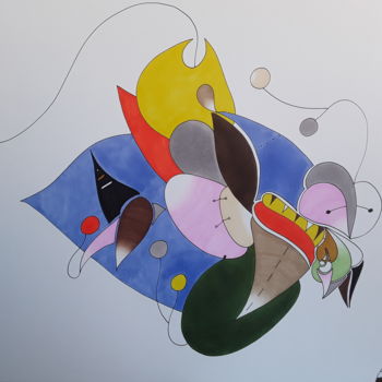 Рисунок под названием ""Gentilcoptère"" - Mo Wei, Подлинное произведение искусства, Чернила