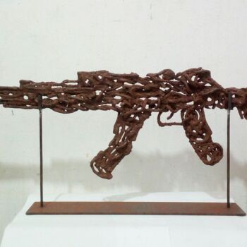 Escultura titulada "TRAGICO REPERTO" por Morgese Giovanni, Obra de arte original, Metales