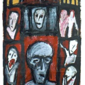 Painting titled "Martyr" by Morgese Giovanni, Original Artwork, Acrylic Mounted on Wood Panel