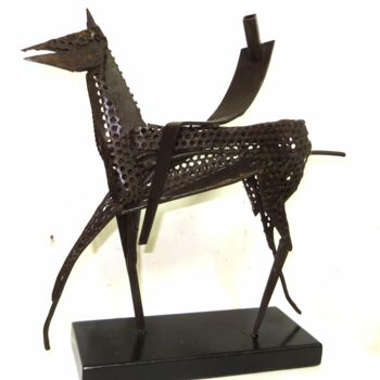 Sculpture titled "CAVALLO E CAVALIERE" by Morgese Giovanni, Original Artwork, Metals