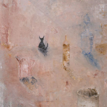 Pintura titulada "cat still life" por Mariano Moriconi, Obra de arte original, Oleo