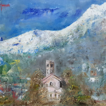Painting titled "Duomo ed Apuane" by Mariano Moriconi, Original Artwork, Oil