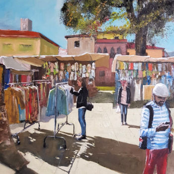 Pittura intitolato "mercato" da Mariano Moriconi, Opera d'arte originale