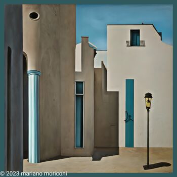 Digital Arts titled "Piazza1" by Mariano Moriconi, Original Artwork, AI generated image Mounted on Wood Stretcher frame