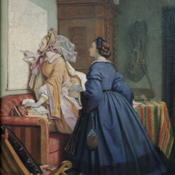 Painting titled "La visite" by Moritz Von Schwind, Original Artwork, Oil