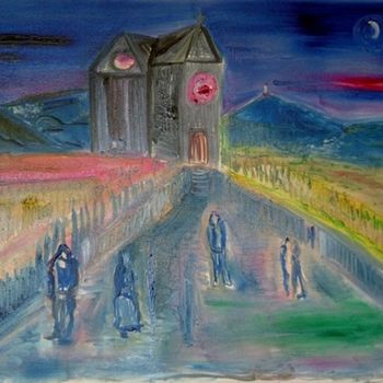 Peinture intitulée "Chapelle de campagne" par Mathias Mornat, Œuvre d'art originale, Huile