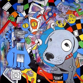 Painting titled "Knuffeldog" by Morniot, Original Artwork