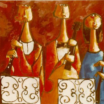 Pittura intitolato "minueto em la menor" da Luciano Morosi 1930 - 1994, Opera d'arte originale, Olio