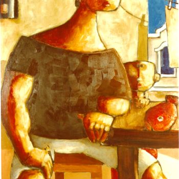 Pittura intitolato "o pae do menino" da Luciano Morosi 1930 - 1994, Opera d'arte originale, Olio