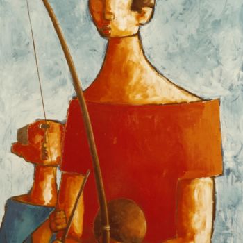 Painting titled "Aldemar do birimbao" by Luciano Morosi 1930 - 1994, Original Artwork, Oil