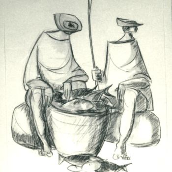 Disegno intitolato "Bozzetto a matita" da Luciano Morosi 1930 - 1994, Opera d'arte originale