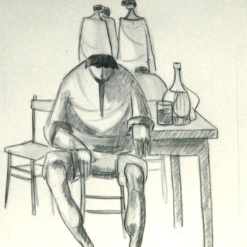 Drawing titled "Bozzetto a matita" by Luciano Morosi 1930 - 1994, Original Artwork