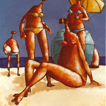 Pintura intitulada "Donne" por Luciano Morosi 1930 - 1994, Obras de arte originais