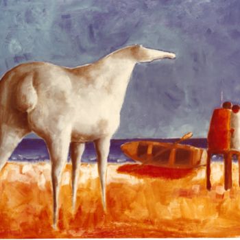 Pittura intitolato "Cavallo Morosi" da Luciano Morosi 1930 - 1994, Opera d'arte originale