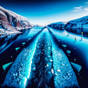 Digital Arts titled ""ICE IN THE FJORD"" by Morten Klementsen, Original Artwork, Digital Painting