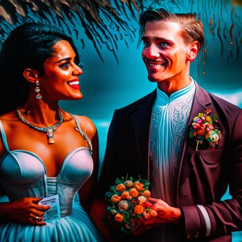 Digital Arts titled ""HAPPY WEDDING"" by Morten Klementsen, Original Artwork, Digital Painting