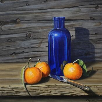 Painting titled "vitamines 2" by Catherine Morvan, Original Artwork, Oil Mounted on Wood Panel