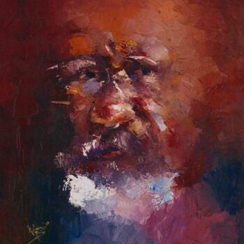 Painting titled "Wole" by Moses Baite, Original Artwork, Acrylic Mounted on Wood Stretcher frame