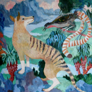 Peinture intitulée "Диалог с тасманским…" par Irina Moskaliova, Œuvre d'art originale, Huile Monté sur Châssis en bois