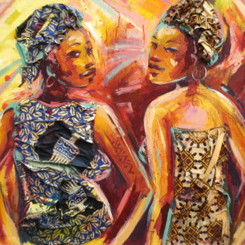 Peinture intitulée "femmes-independante…" par Guylain Mosoba, Œuvre d'art originale