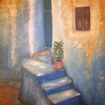 Schilderij getiteld "Escalier.jpg" door Mostafa Adli, Origineel Kunstwerk, Olie