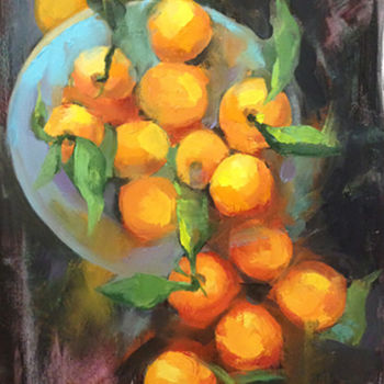 Painting titled "Orange happiness" by Tatiana Ryzhova, Original Artwork, Oil