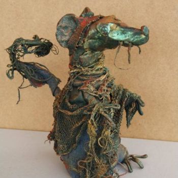 Sculpture intitulée "le rat vert" par Laurence Motot, Œuvre d'art originale