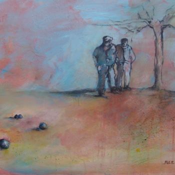 Painting titled "pétanque" by Laurence Motot, Original Artwork, Acrylic