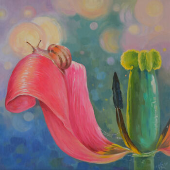 Peinture intitulée "“Tulip”- oil painti…" par Motrich Elena, Œuvre d'art originale, Huile Monté sur Châssis en bois