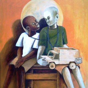 Painting titled "Young and older bro…" by Guy Art Gallery Vancouver, Original Artwork