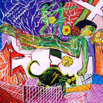제목이 "Tourment"인 미술작품 Mariam Mouliets로, 원작, 기름 나무 들것 프레임에 장착됨
