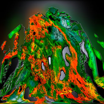 Digitale Kunst mit dem Titel "Green Magma" von Pascal Moulin, Original-Kunstwerk, 2D digitale Arbeit