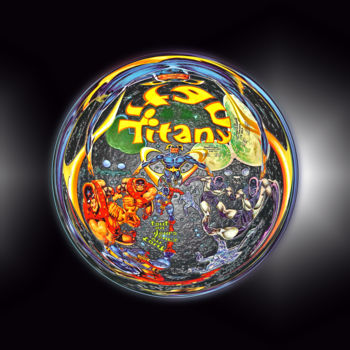 「Planète Titans 6」というタイトルのデジタルアーツ Pascal Moulinによって, オリジナルのアートワーク, 2Dデジタルワーク