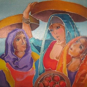 Painting titled "Femmes" by Rahmouna Boudjellal, Original Artwork, Other
